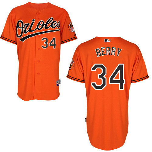 #34 Tim Berry Orange MLB Jersey-Baltimore Orioles Stitched Cool Base Baseball Jersey