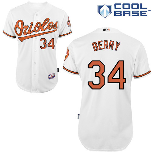 #34 Tim Berry White MLB Jersey-Baltimore Orioles Stitched Cool Base Baseball Jersey