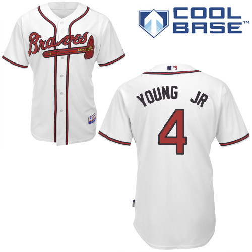 #4 Eric Young Jr White MLB Jersey-Atlanta Braves Stitched Cool Base Baseball Jersey