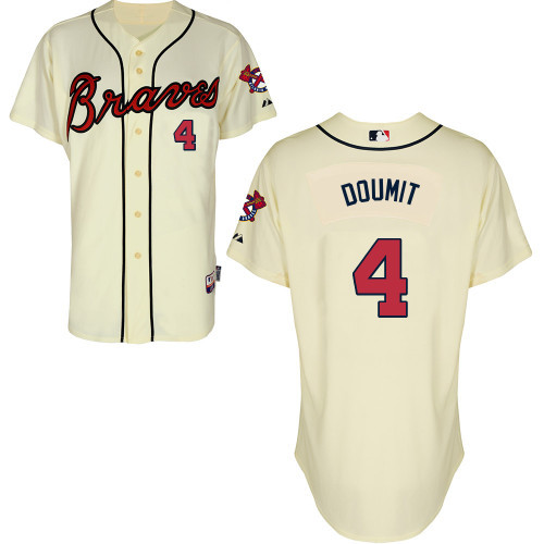 #4 Ryan Doumit Cream MLB Jersey-Atlanta Braves Stitched Cool Base Baseball Jersey