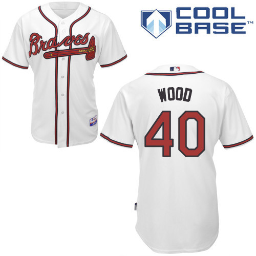 #40 Alex Wood White MLB Jersey-Atlanta Braves Stitched Cool Base Baseball Jersey