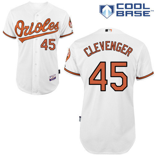 #45 Stene Clevenger White MLB Jersey-Baltimore Orioles Stitched Cool Base Baseball Jersey