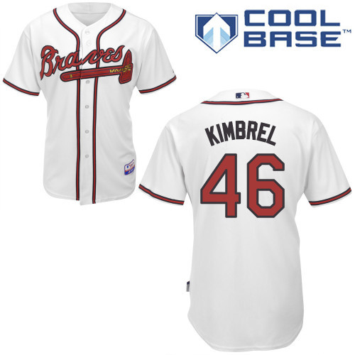 #46 Craig Kimbrel White MLB Jersey-Atlanta Braves Stitched Cool Base Baseball Jersey