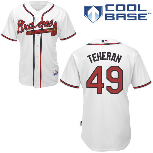 #49 Julio Teheran White MLB Jersey-Atlanta Braves Stitched Cool Base Baseball Jersey