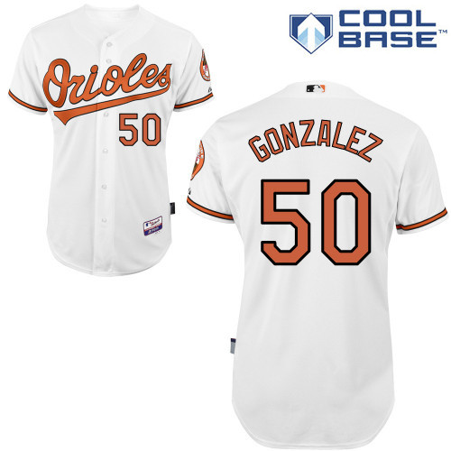 #50 Miguel Gonzalez White MLB Jersey-Baltimore Orioles Stitched Cool Base Baseball Jersey