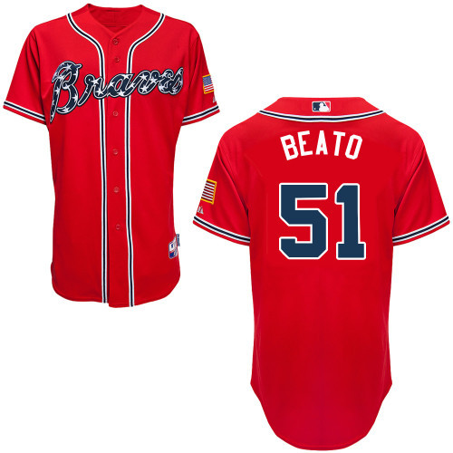 #51 Pedro Beato Red MLB Jersey-Atlanta Braves Stitched Cool Base Baseball Jersey