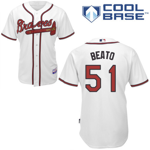 #51 Pedro Beato White MLB Jersey-Atlanta Braves Stitched Cool Base Baseball Jersey