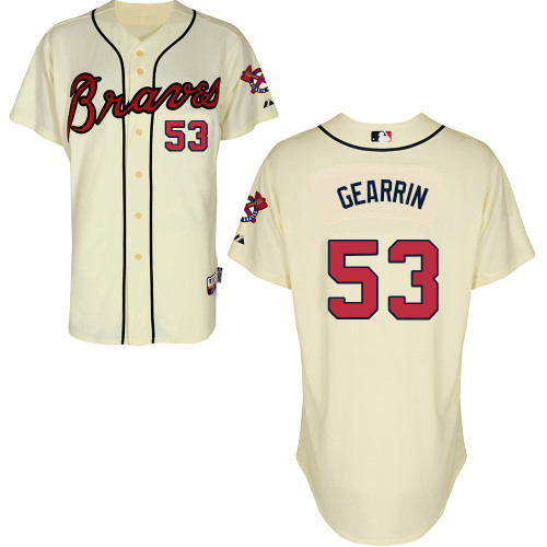 #53 Cory Gearrin Cream MLB Jersey-Atlanta Braves Stitched Cool Base Baseball Jersey