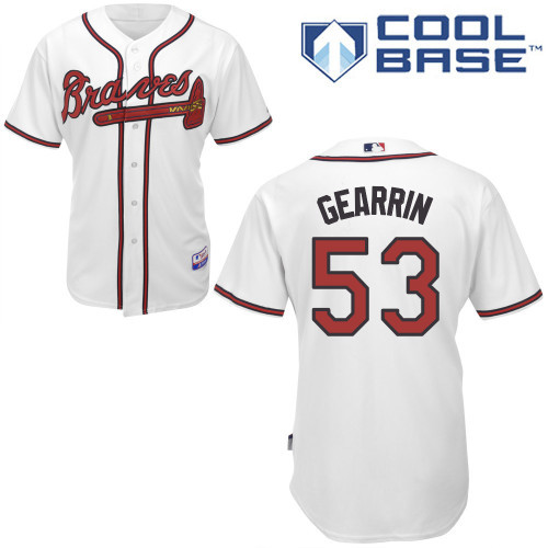 #53 Cory Gearrin White MLB Jersey-Atlanta Braves Stitched Cool Base Baseball Jersey