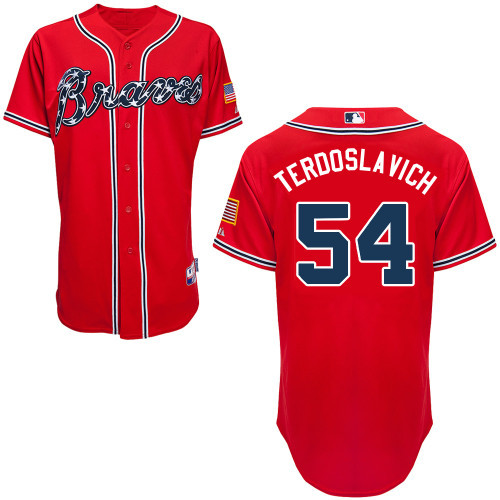 #54 Joey Terdoslavich Red MLB Jersey-Atlanta Braves Stitched Cool Base Baseball Jersey