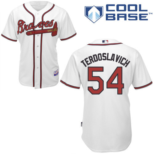 #54 Joey Terdoslavich White MLB Jersey-Atlanta Braves Stitched Cool Base Baseball Jersey