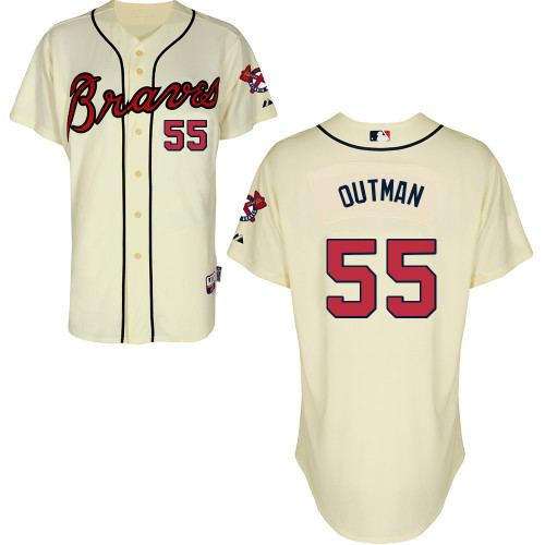 #55 Josh Outman Cream MLB Jersey-Atlanta Braves Stitched Cool Base Baseball Jersey