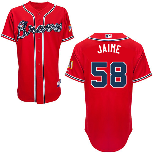 #58 Juan Jaime Red MLB Jersey-Atlanta Braves Stitched Cool Base Baseball Jersey