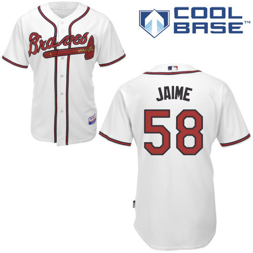 #58 Juan Jaime White MLB Jersey-Atlanta Braves Stitched Cool Base Baseball Jersey