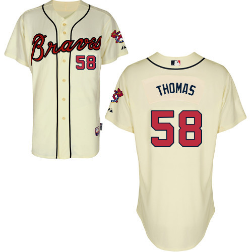 #58 Lan Thomas Cream MLB Jersey-Atlanta Braves Stitched Cool Base Baseball Jersey
