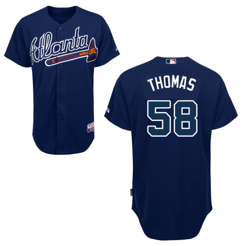#58 Lan Thomas Dark Blue MLB Jersey-Atlanta Braves Stitched Cool Base Baseball Jersey