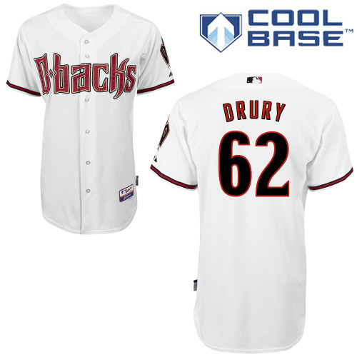 #62 Brandon Drury White MLB Jersey-Arizona Diamondbacks Stitched Cool Base Baseball Jersey