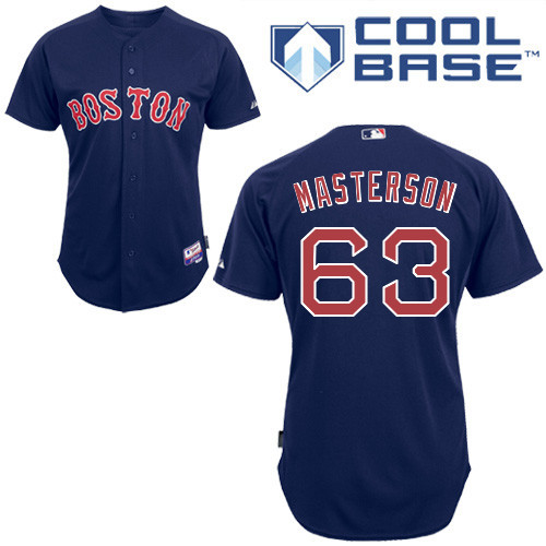 #63 Justin Masterson Dark Blue MLB Jersey-Boston Red Sox Stitched Cool Base Baseball Jersey