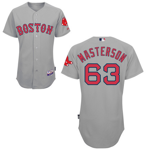 #63 Justin Masterson Gray MLB Jersey-Boston Red Sox Stitched Cool Base Baseball Jersey