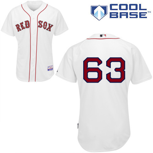 #63 Justin Masterson White MLB Jersey-Boston Red Sox Stitched Cool Base Baseball Jersey