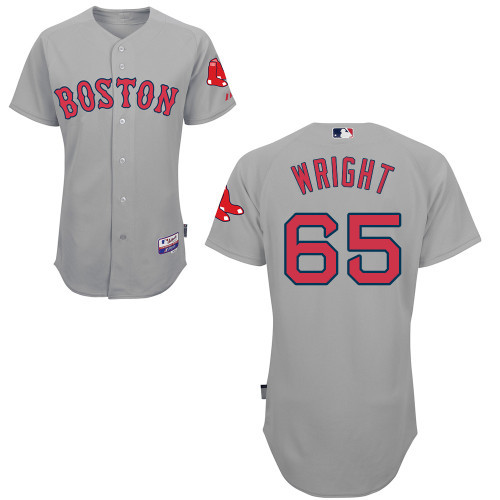 #65 Steven Wright Gray MLB Jersey-Boston Red Sox Stitched Cool Base Baseball Jersey