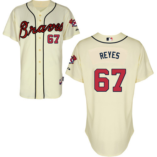 #67 Elmer Reyes Cream MLB Jersey-Atlanta Braves Stitched Cool Base Baseball Jersey