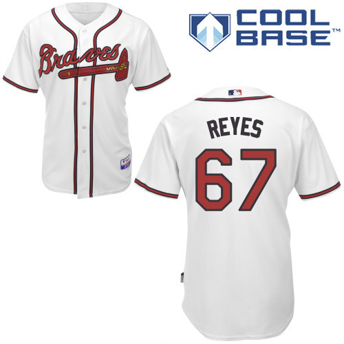 #67 Elmer Reyes White MLB Jersey-Atlanta Braves Stitched Cool Base Baseball Jersey