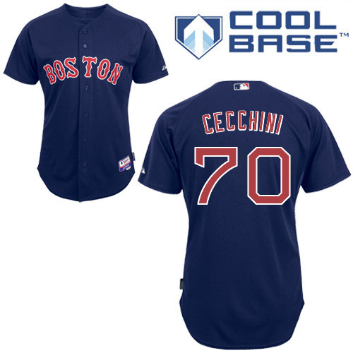 #70 Garin Cecchini Dark Blue MLB Jersey-Boston Red Sox Stitched Cool Base Baseball Jersey
