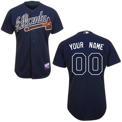 Customized Atlanta Braves MLB Jersey-Men's Stitched Alternate Road Dark Blue Cool Base Baseball Jersey