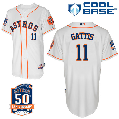 #11 Evan Gattis White MLB Jersey-Houston Astros Stitched Cool Base Baseball Jersey