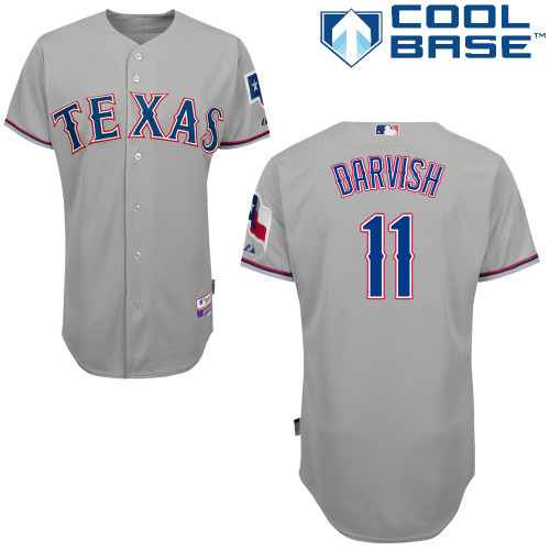 #11 Yu Darvish Gray MLB Jersey-Texas Rangers Stitched Cool Base Baseball Jersey