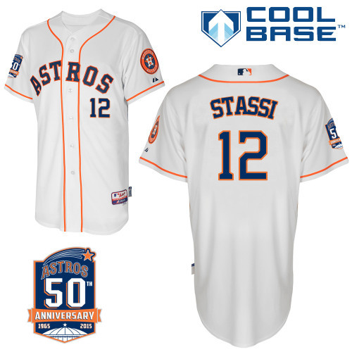 #12 Max Stassi White MLB Jersey-Houston Astros Stitched Cool Base Baseball Jersey
