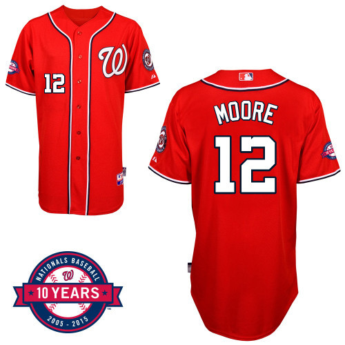 #12 Tyler Moore Red MLB Jersey-Washington Nationals Stitched Cool Base Baseball Jersey