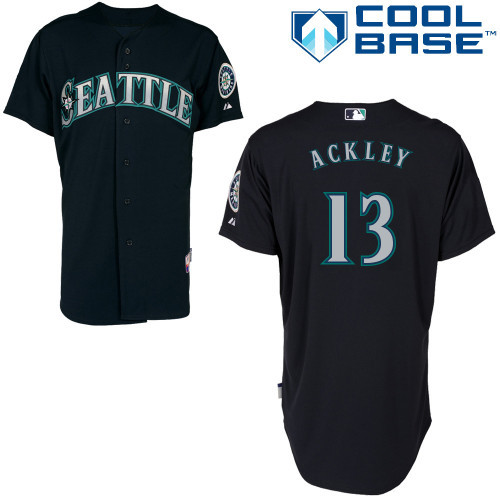 #13 Dustin Ackley Dark Blue MLB Jersey-Seattle Mariners Stitched Cool Base Baseball Jersey