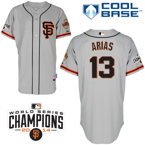 #13 Joaquin Arias Gray SF MLB Jersey-San Francisco Giants Stitched Cool Base Baseball Jersey
