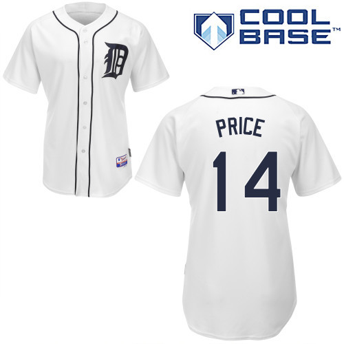 #14 David Price White MLB Jersey-Detroit Tigers Stitched Cool Base Baseball Jersey