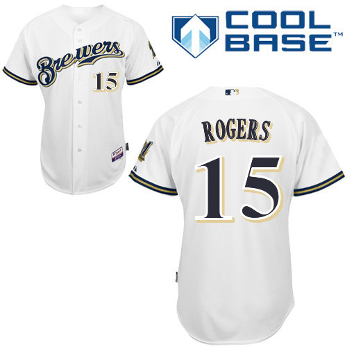 #15 Jason Rogers White MLB Jersey-Milwaukee Brewers Stitched Cool Base Baseball Jersey