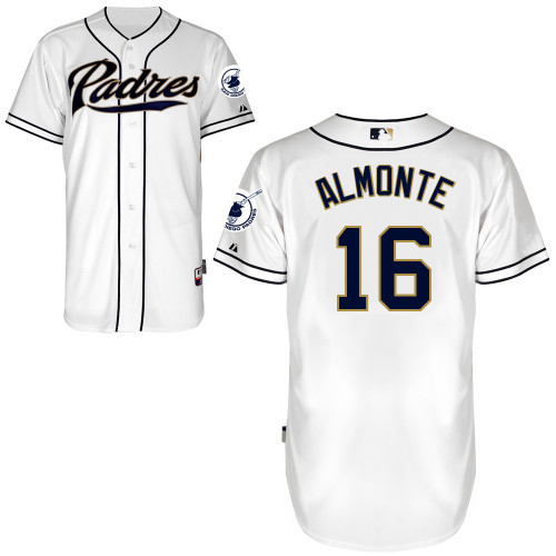 #16 Abraham Almonte White MLB Jersey-San Diego Padres Stitched Cool Base Baseball Jersey