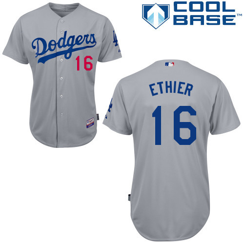 #16 Andre Ethier Gray MLB Jersey-Los Angeles Dodgers Stitched Cool Base Baseball Jersey