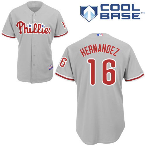 #16 Cesar Hernandez Gray MLB Jersey-Philadelphia Phillies Stitched Cool Base Baseball Jersey
