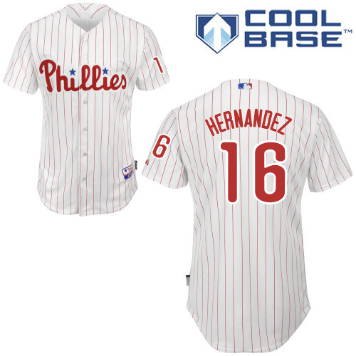#16 Cesar Hernandez White Pinstripe MLB Jersey-Philadelphia Phillies Stitched Cool Base Baseball Jersey