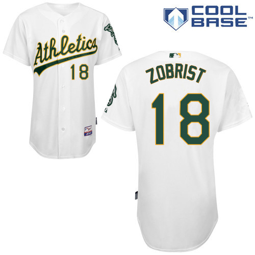 #18 Ben Zobrist White MLB Jersey-Oakland Athletics Stitched Cool Base Baseball Jersey