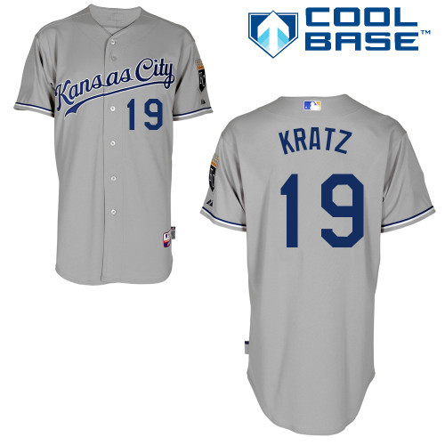 #19 Erik Kratz Gray MLB Jersey-Kansas City Royals Stitched Cool Base Baseball Jersey