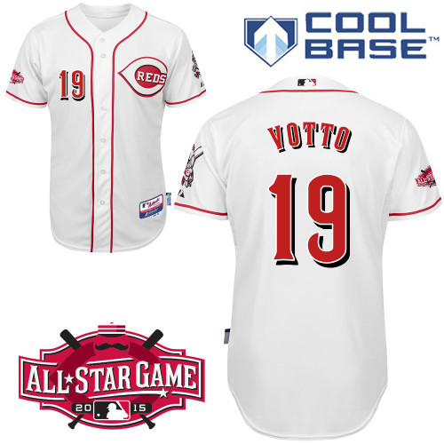 #19 Joey Votto White MLB Jersey-Cincinnati Reds Stitched Cool Base Baseball Jersey