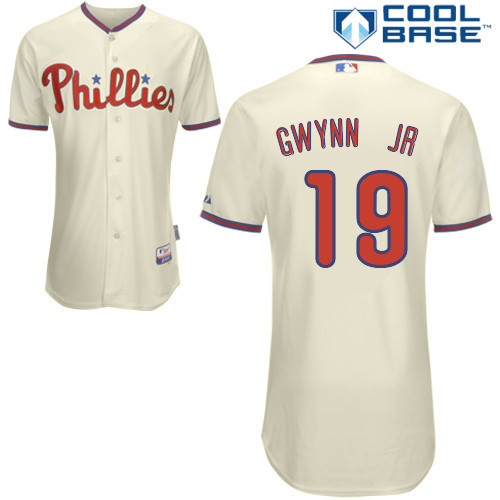 #19 Tony Gwynn JR Cream MLB Jersey-Philadelphia Phillies Stitched Cool Base Baseball Jersey