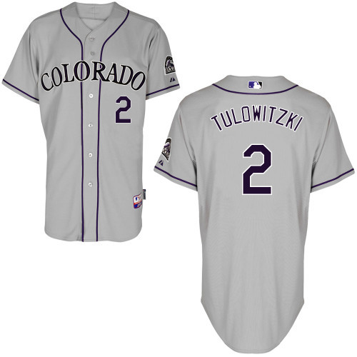 #2 Troy Tulowitzki Gray MLB Jersey-Colorado Rockies Stitched Cool Base Baseball Jersey