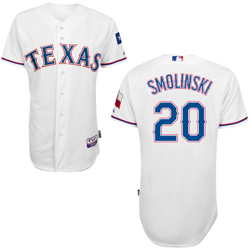 #20 Jake Smolinski White MLB Jersey-Texas Rangers Stitched Cool Base Baseball Jersey
