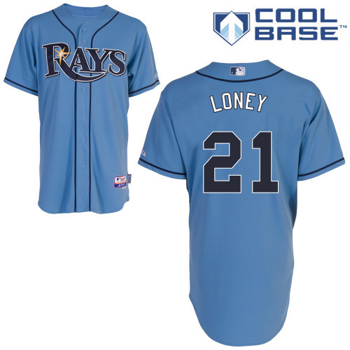 #21 James Loney Light Blue MLB Jersey-Tampa Bay Rays Stitched Cool Base Baseball Jersey