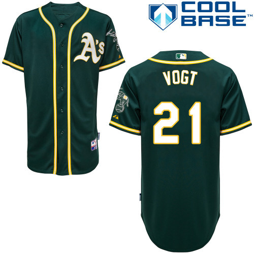 #21 Stephen Vogt Green MLB Jersey-Oakland Athletics Stitched Cool Base Baseball Jersey