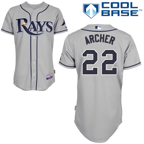 #22 Chris Archer Gray MLB Jersey-Tampa Bay Rays Stitched Cool Base Baseball Jersey